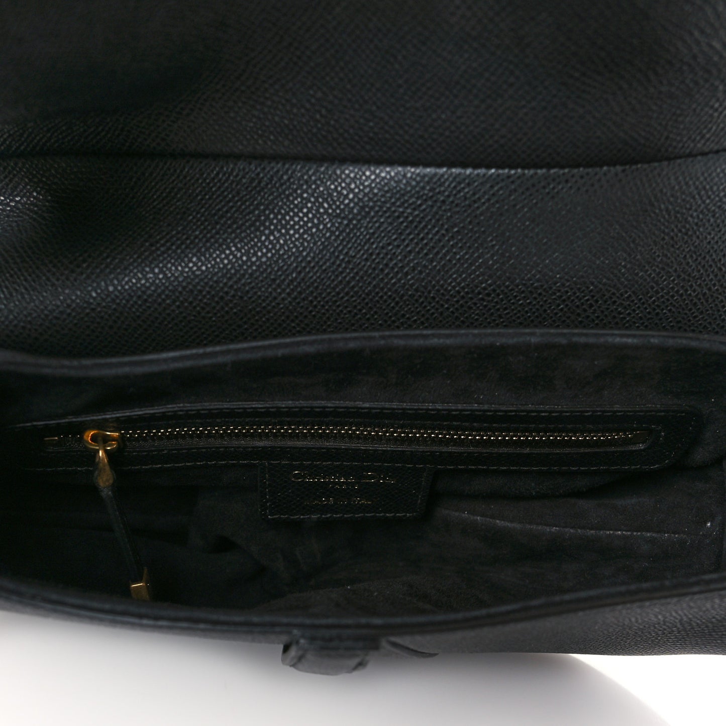 Grained Calfskin Saddle Bag With Strap Black