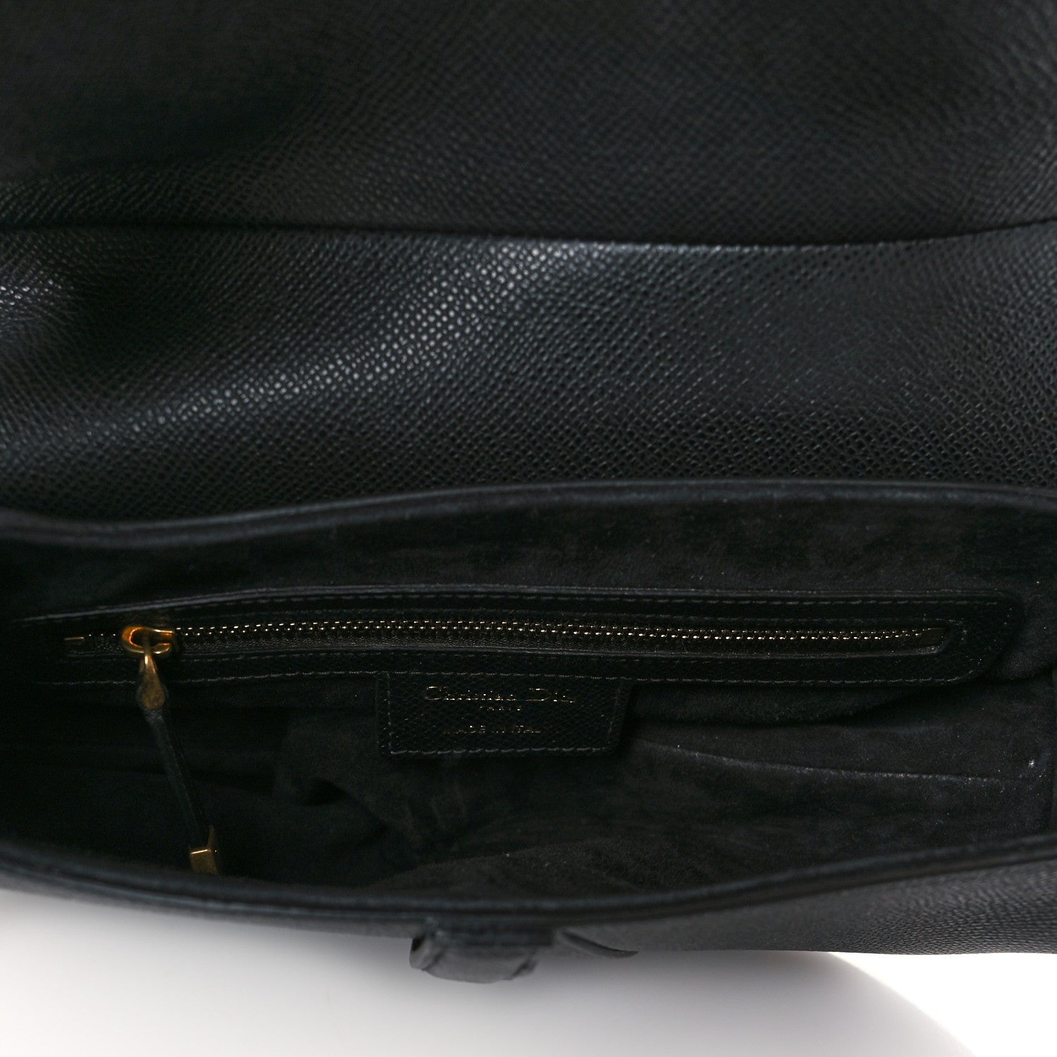 Christian Dior Grained Calfskin Saddle Bag With Strap Black 4 of 10