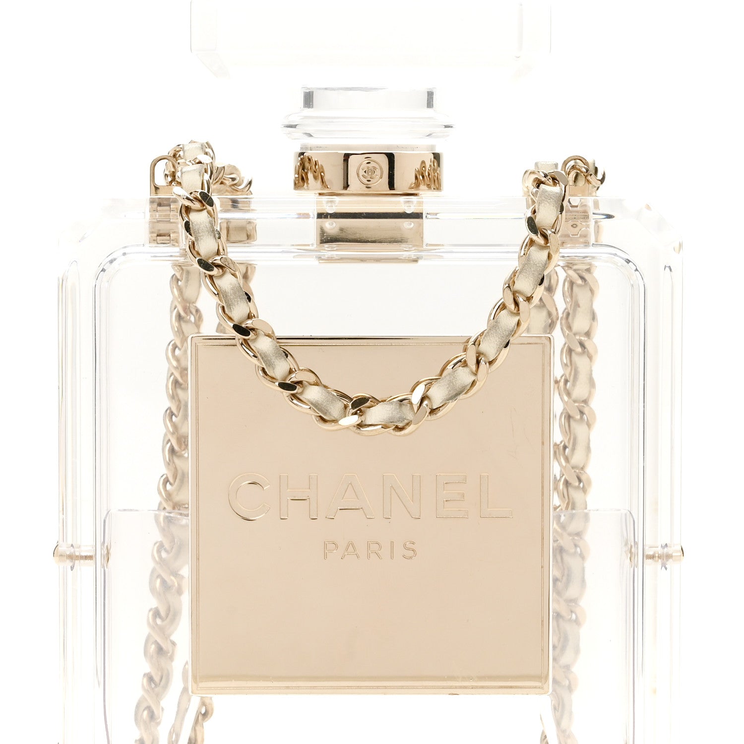Chanel Transluscent Plexiglass Perfume Bottle Clutch 1913955