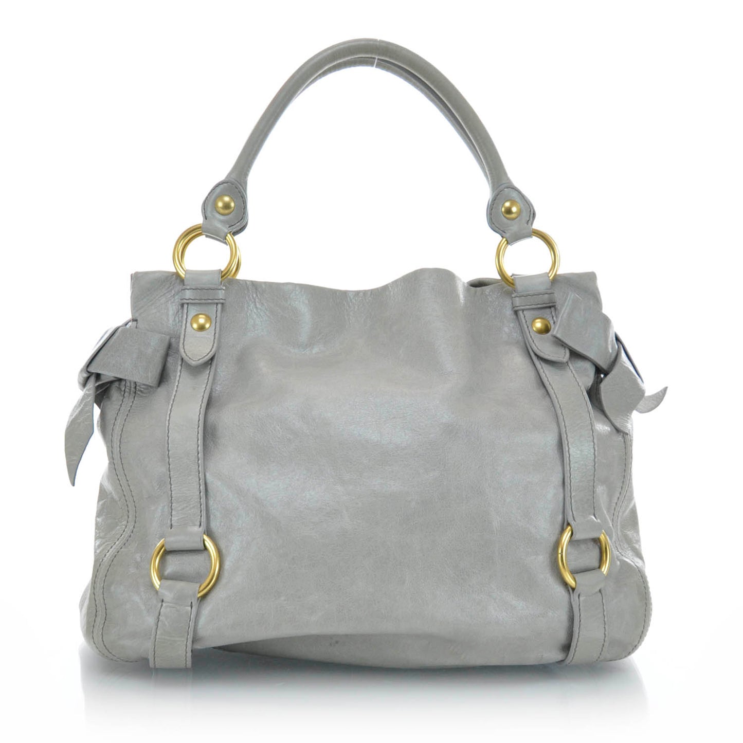 Leather Vitello Lux Bow Tote Gray