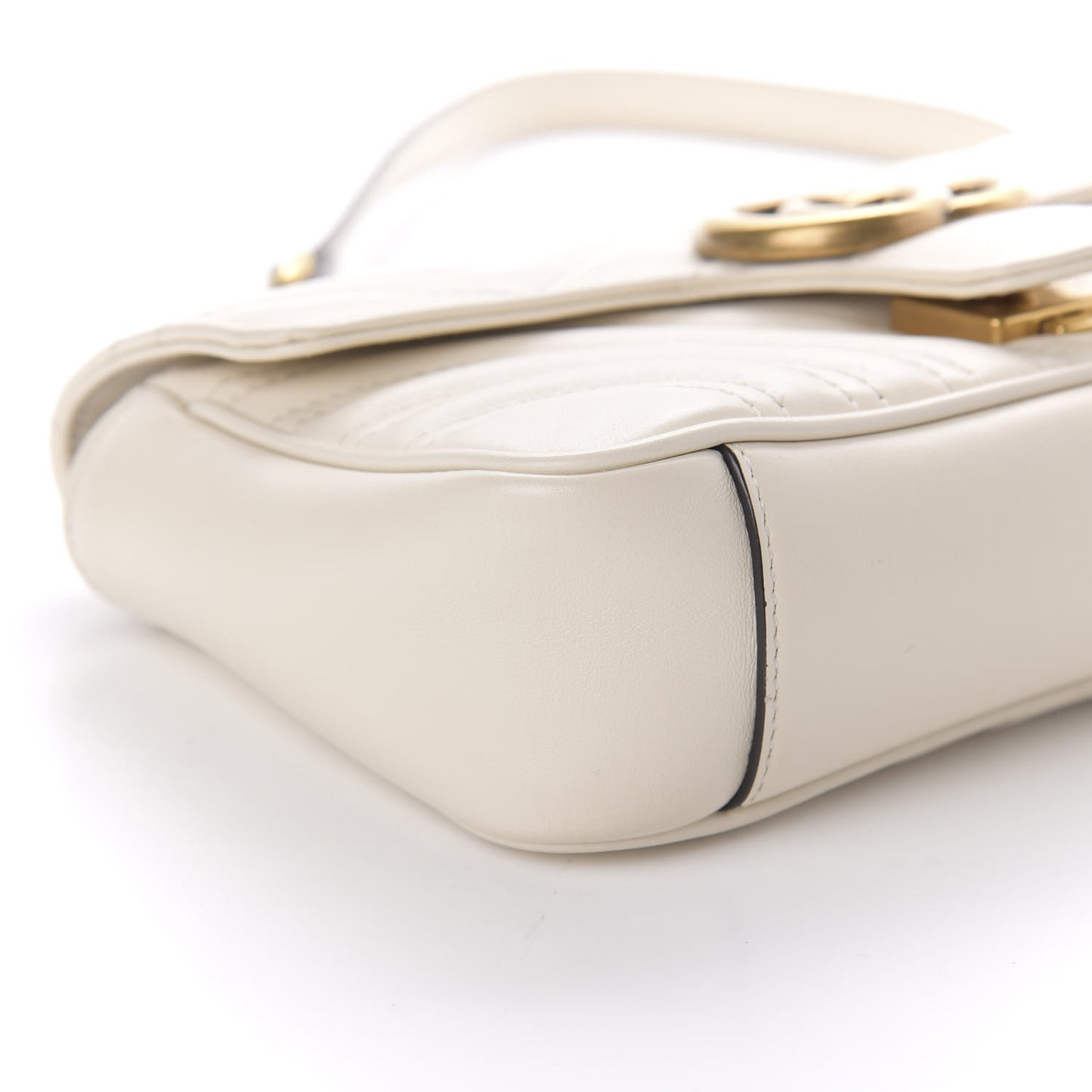 Calfskin Matelasse Mini GG Marmont Shoulder Bag White