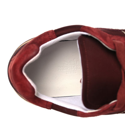 Hermes Technical Canvas Calfskin Womens Drive Sneakers 37.5 Bordeaux 7 of 12