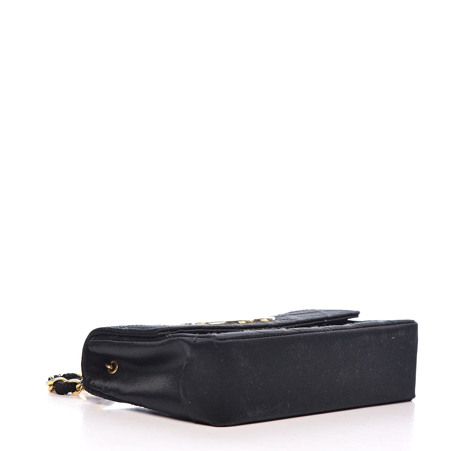 Satin Double Stitched Mini Single Flap Black