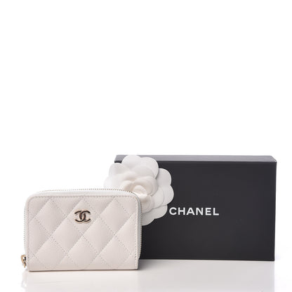 Chanel Caviar Quilted Zip Coin Purse White 8 of 8