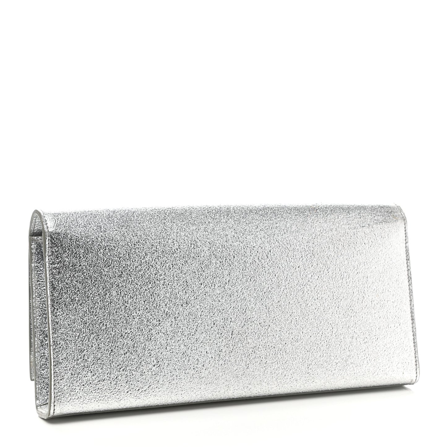 Textured Metallic Calfskin Classic Monogram Cassandre Clutch Silver