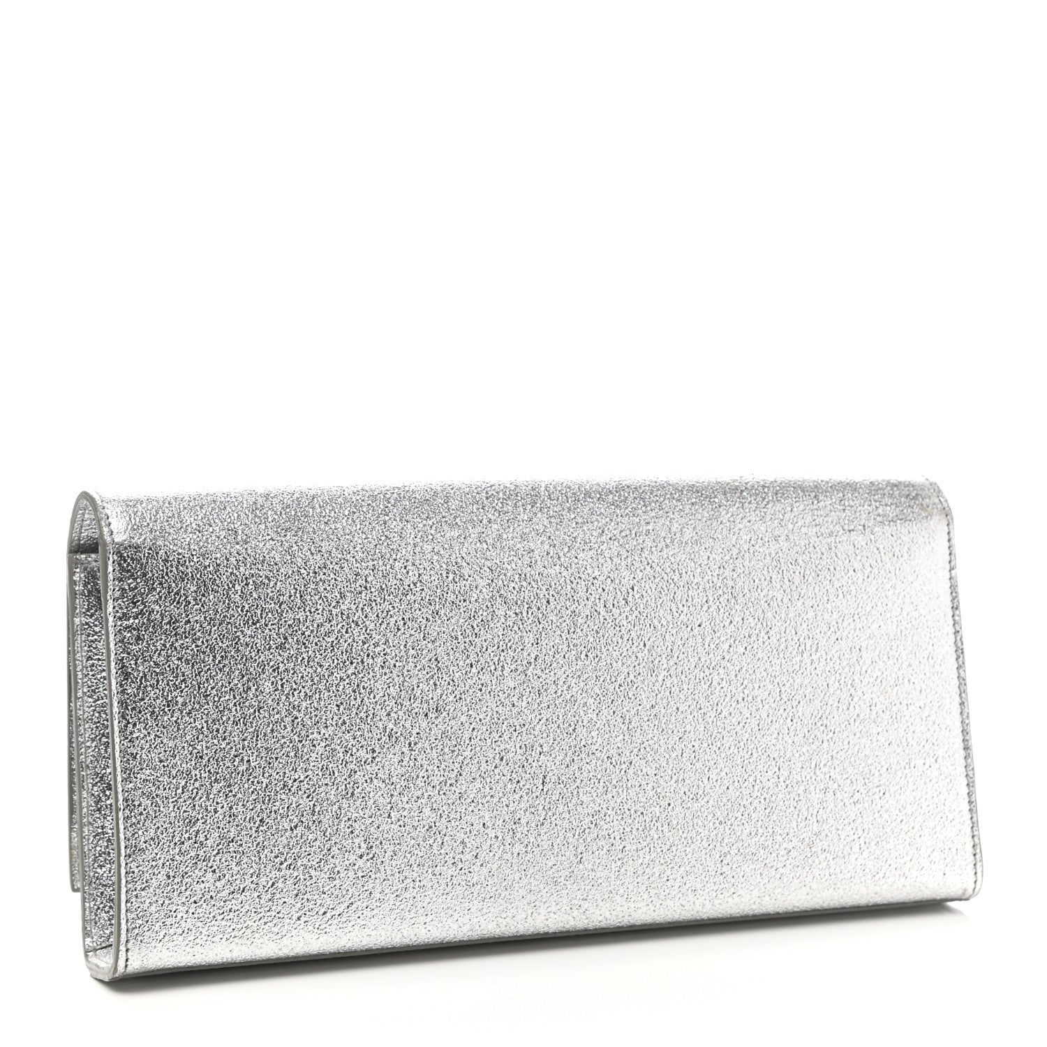 Saint Laurent Textured Metallic Calfskin Classic Monogram Cassandre Clutch Silver 3 of 13