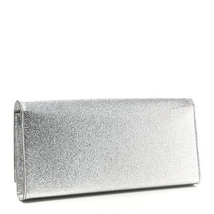 Saint Laurent Textured Metallic Calfskin Classic Monogram Cassandre Clutch Silver 3 of 13