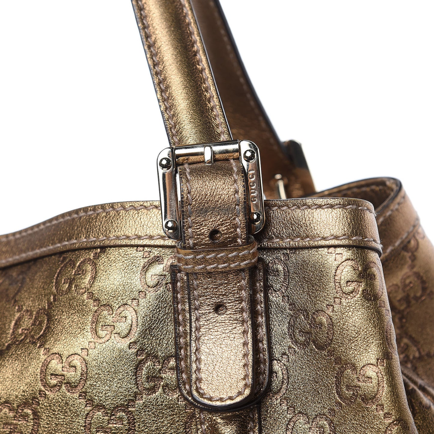 Metallic Guccissima Medium Britt Tote Gold