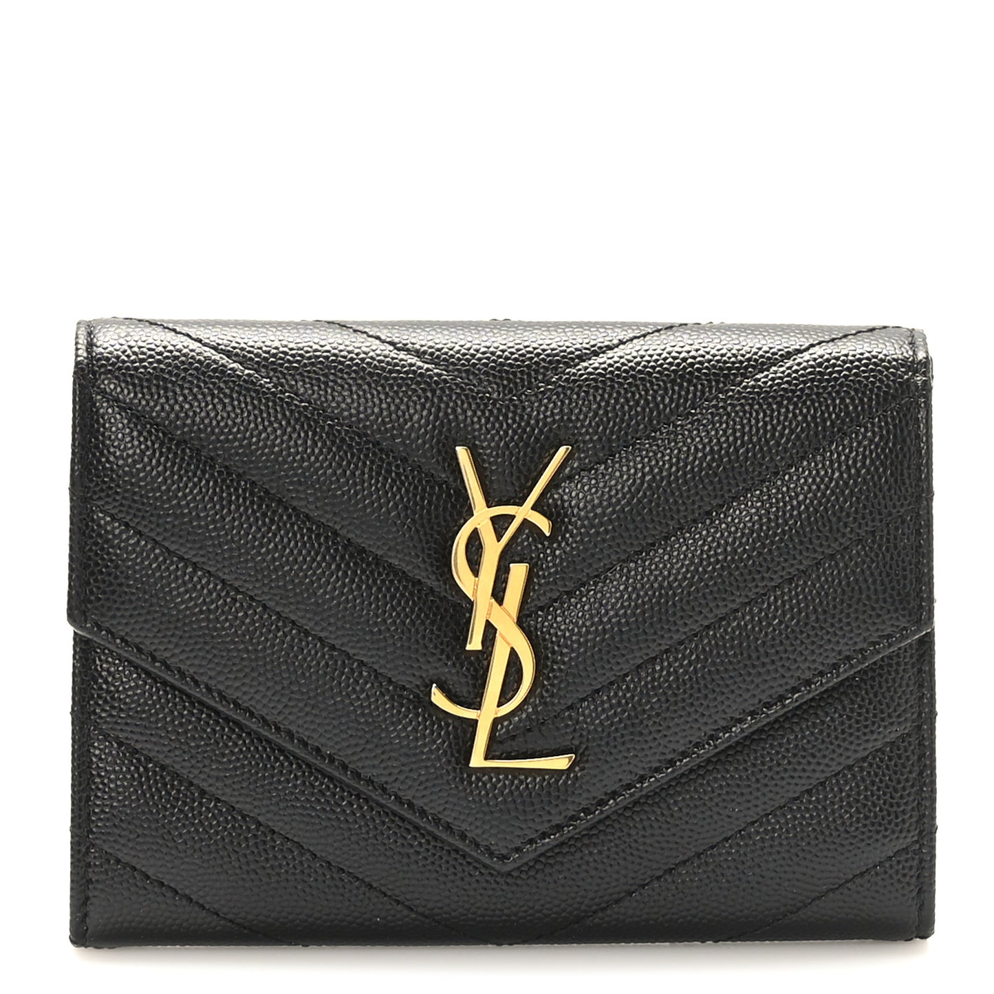 Grain De Poudre Matelasse Chevron Small Monogram Passport Case Black