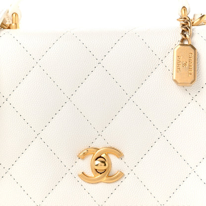 Chanel Caviar Quilted Mini Top Handle Flap White 8 of 10