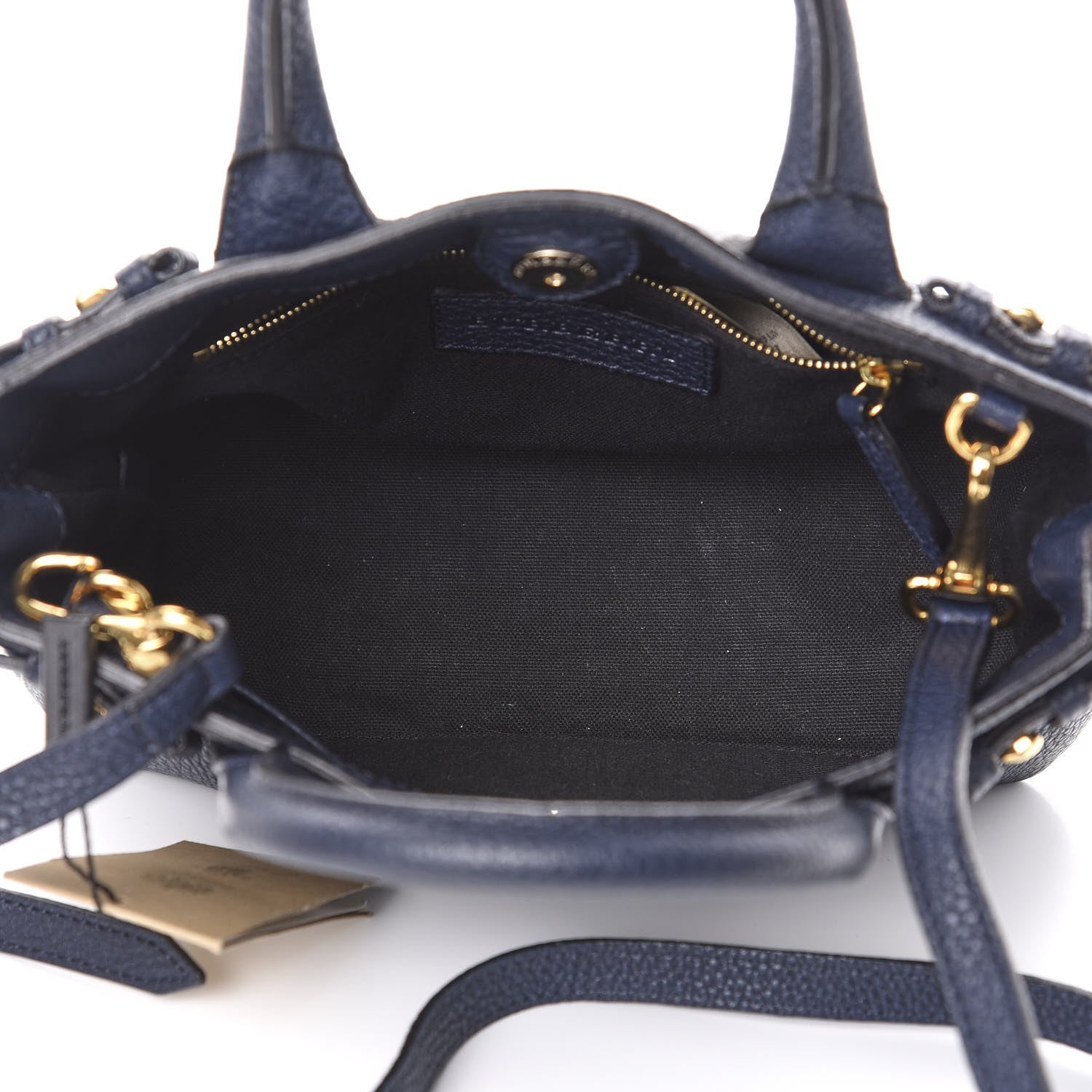 Burberry Grainy Calfskin House Check Small Banner Tote Midnight Blue 6 of 11