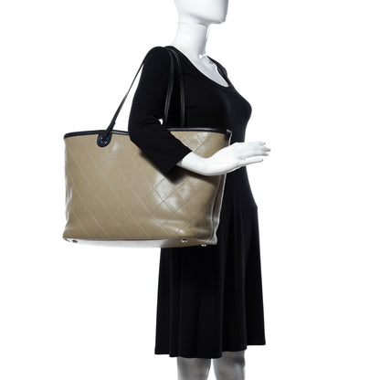 Chanel Grained Calfskin Large Fever Shopping Tote Beige 2 of 9