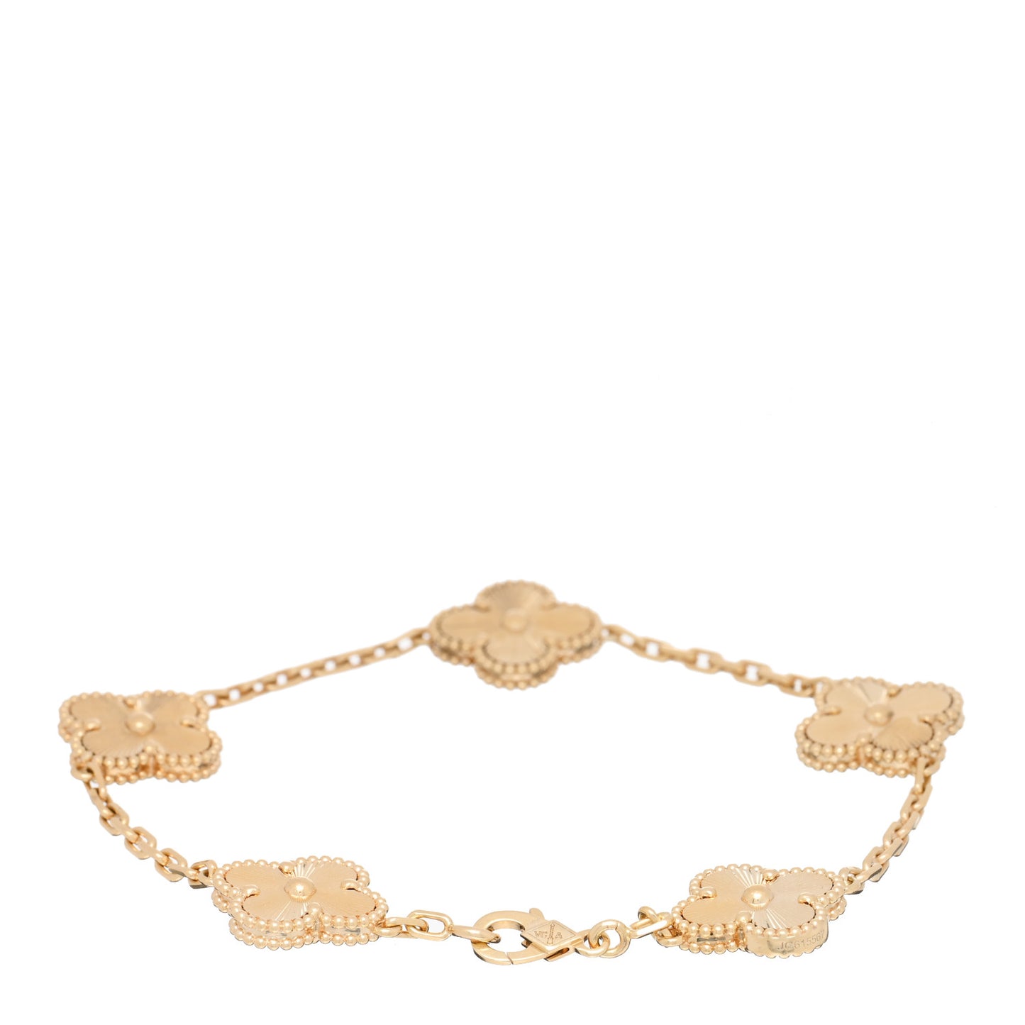 18K Yellow Gold 5 Motifs Guilloche Vintage Alhambra Bracelet