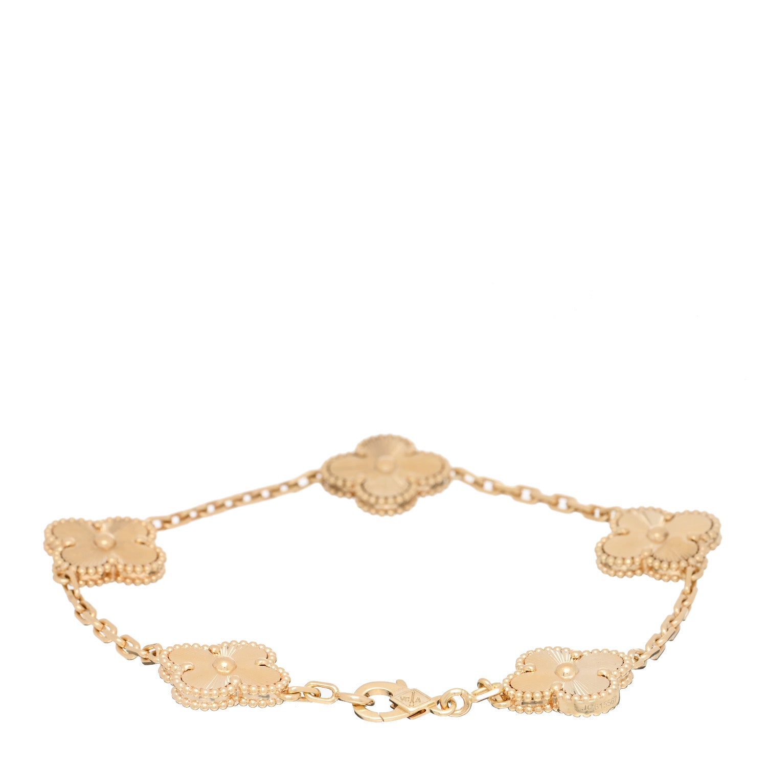 Van Cleef & Arpels 18K Yellow Gold 5 Motifs Guilloche Vintage Alhambra Bracelet 3 of 4