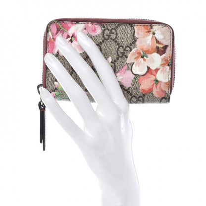 Gucci GG Supreme Monogram Blooms Zip Around Card Case Wallet Beige Multicolor Dry Rose 2 of 8