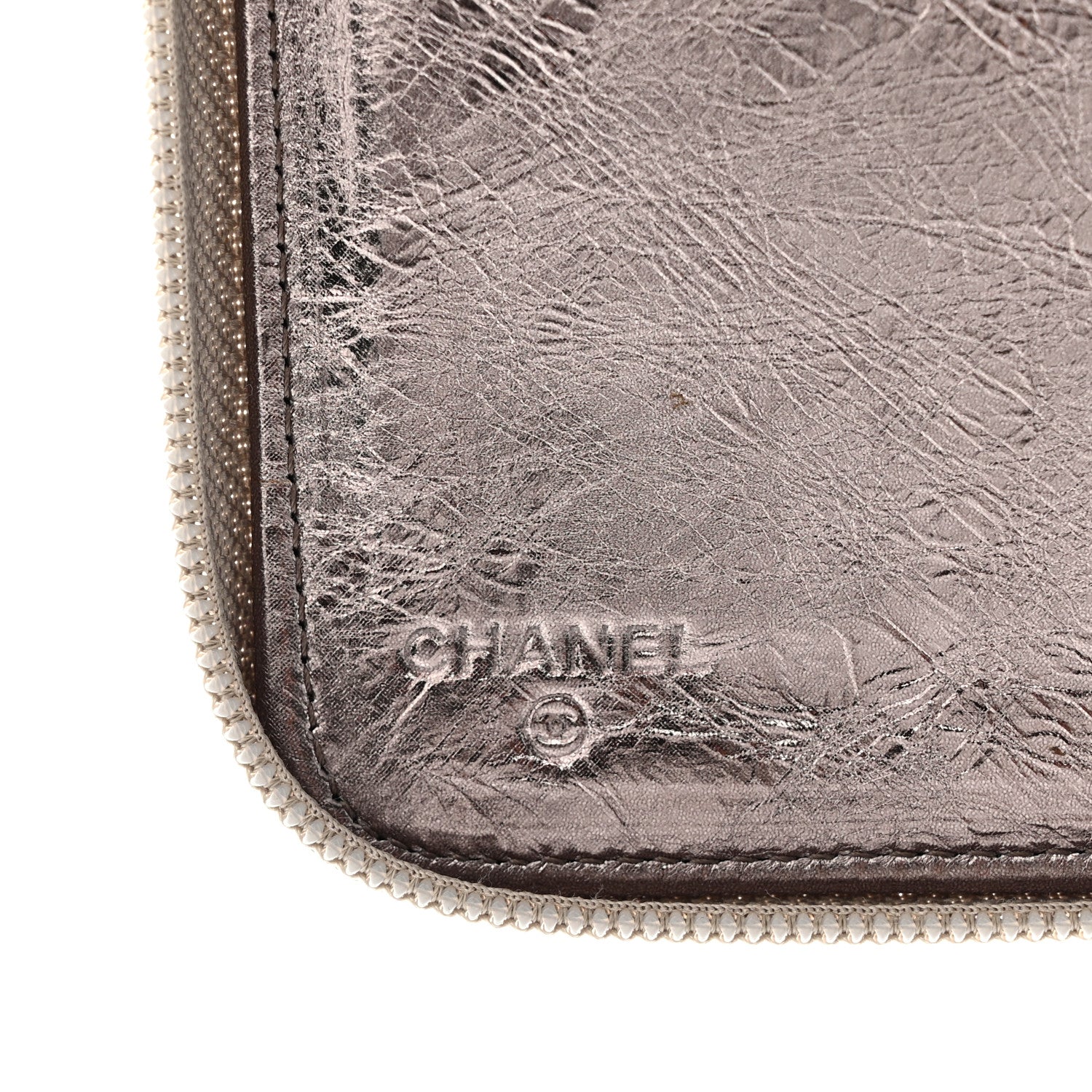 Chanel Metallic Aged Calfskin CC Bow Wallet Silver 7 of 12