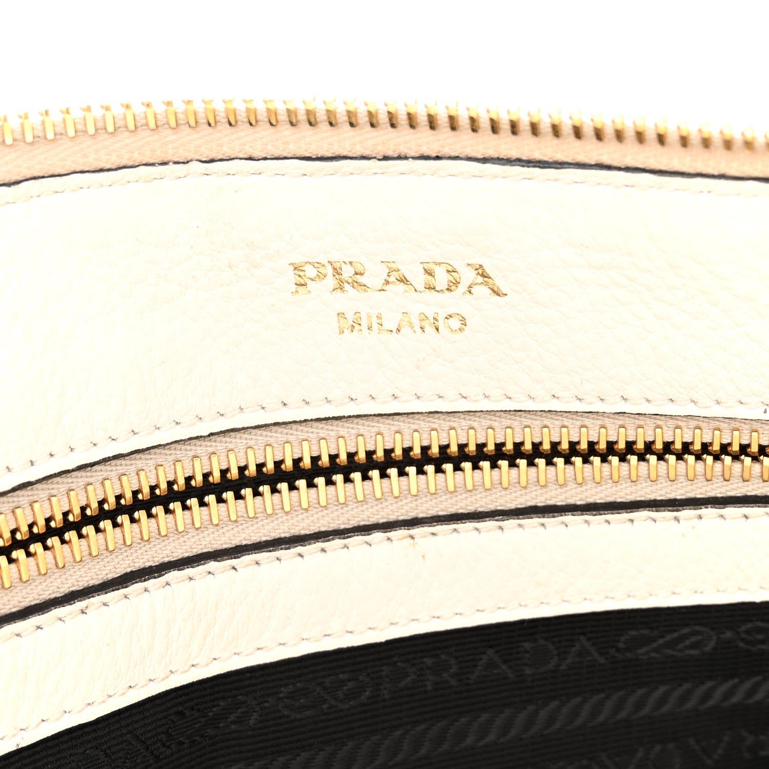 Prada Vitello Daino Zippered Shoulder Bag White 6 of 10