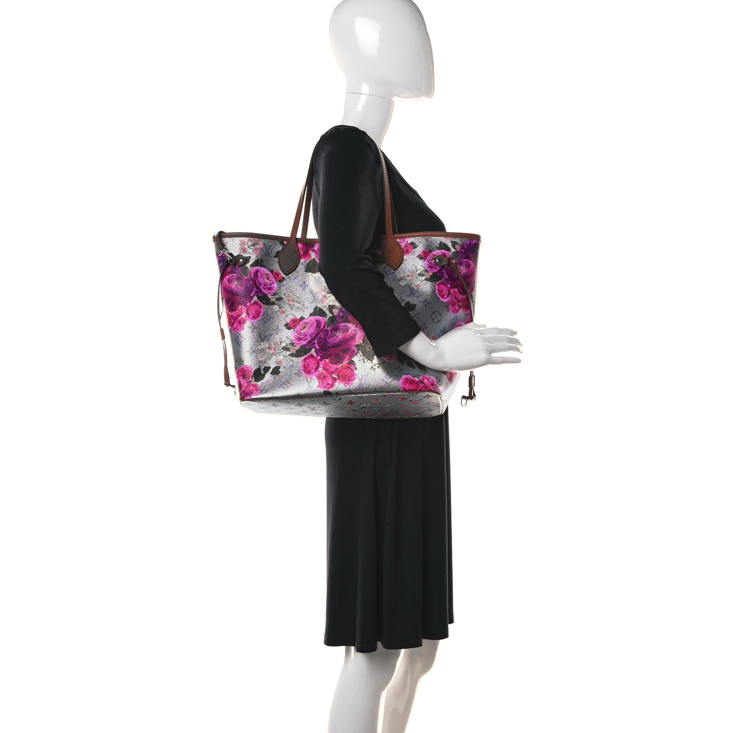 Metallic Monogram LV Garden Neverfull MM Silver
