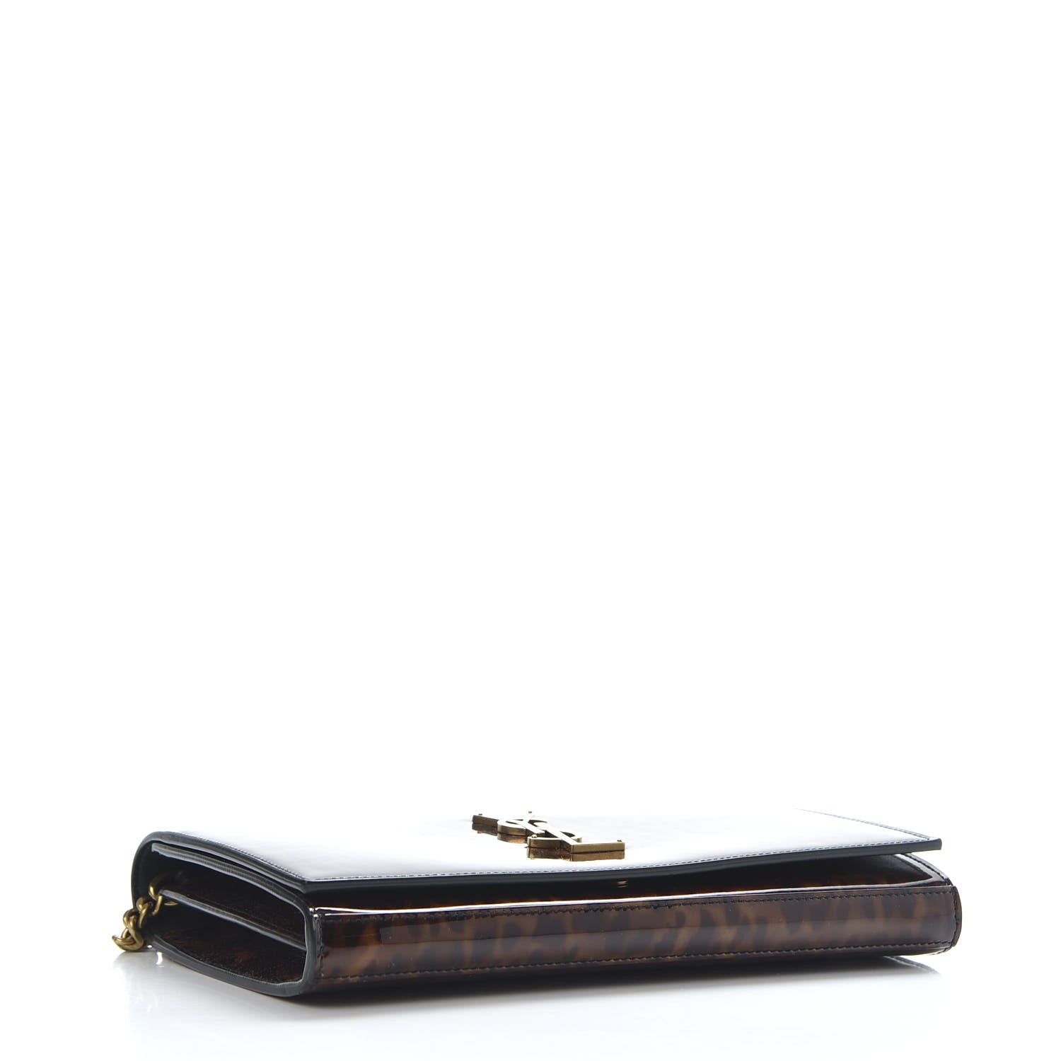 Saint Laurent Patent Monogram Chain Wallet Tortoiseshell 3 of 8