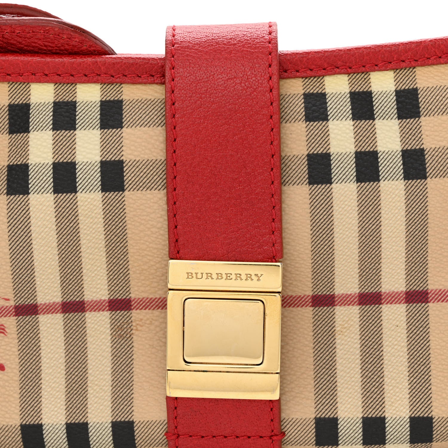 Burberry Haymarket Check Small Crossbody Clutch Bag Military Red 9 of 16