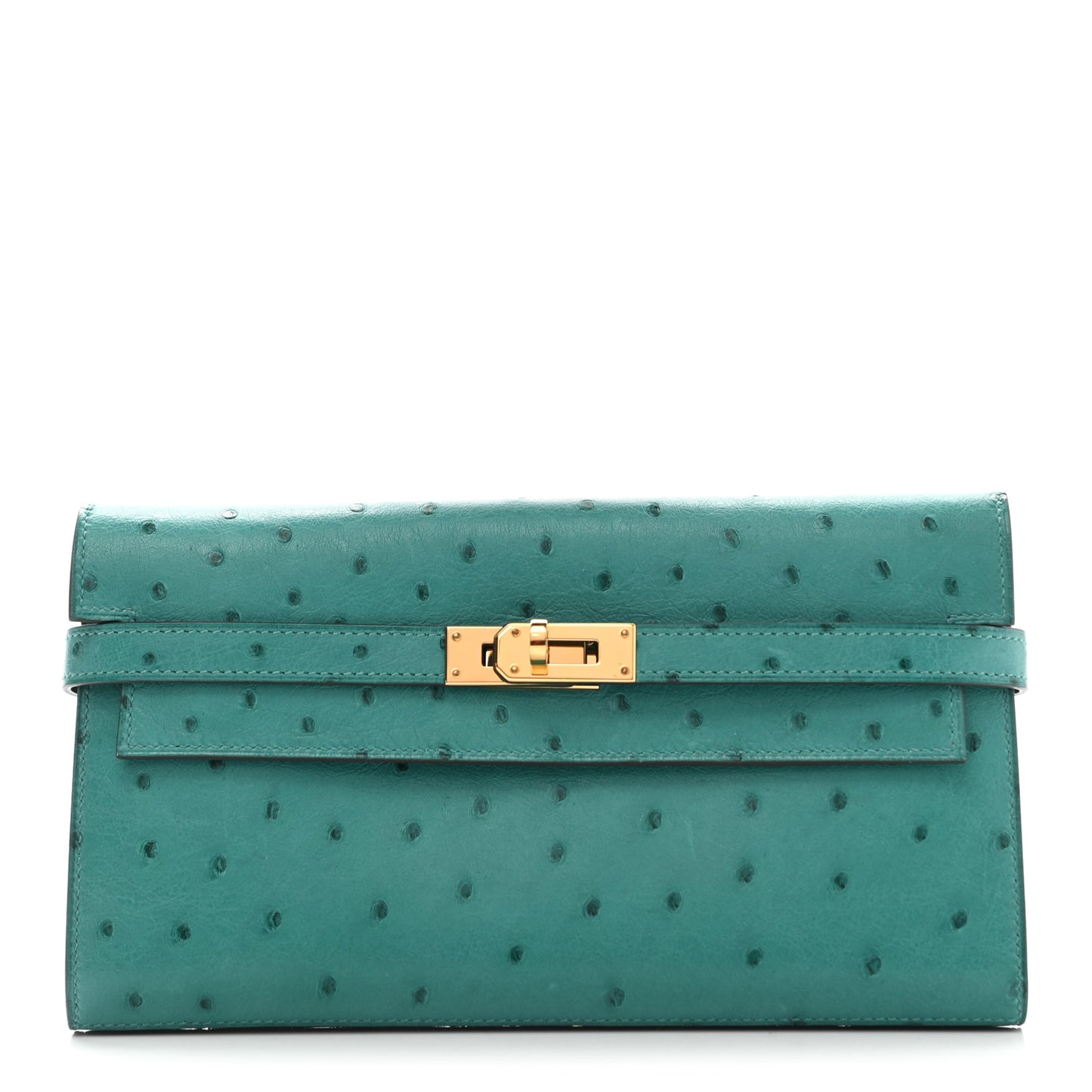 Ostrich Kelly Longue Wallet Vert Verone