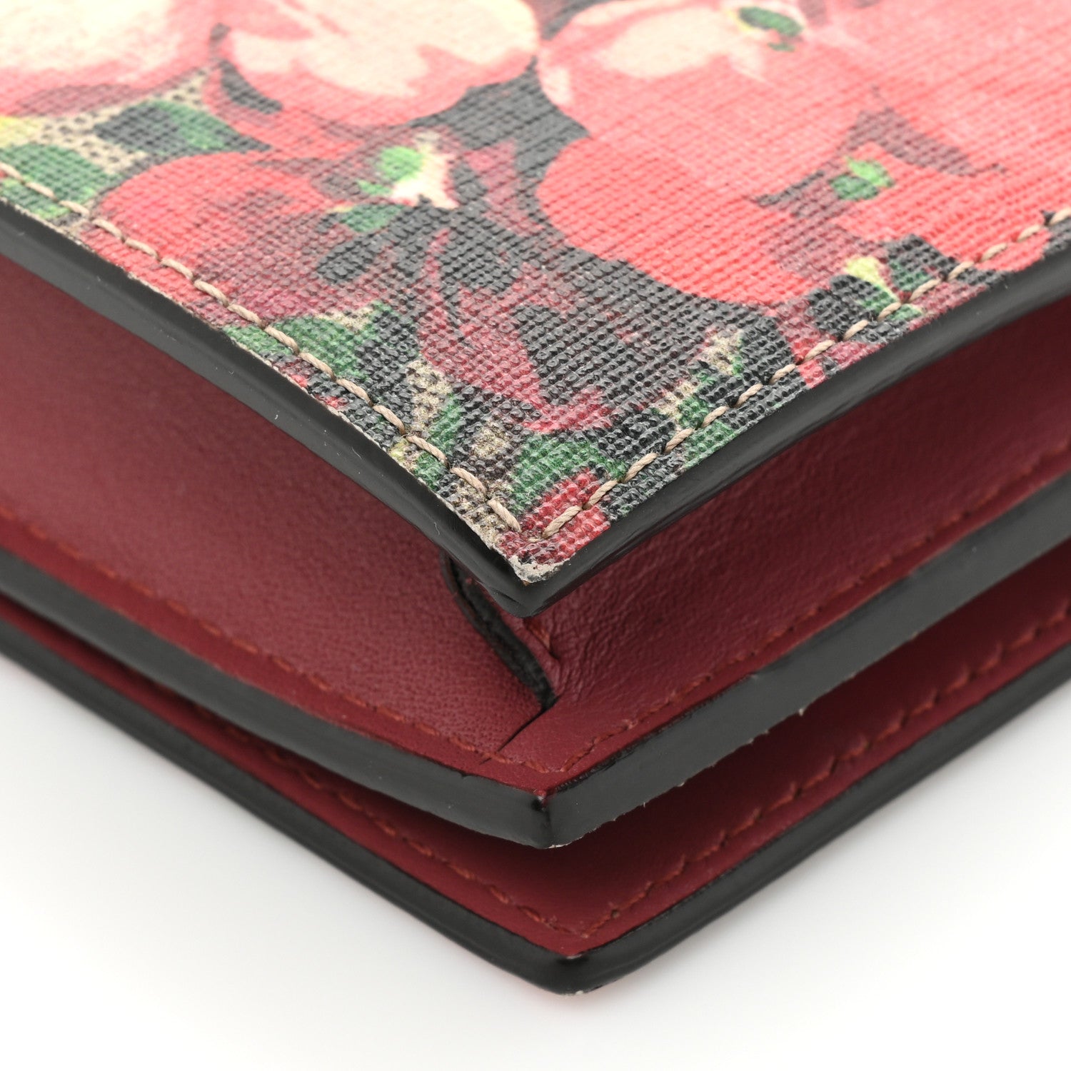 Gucci GG Supreme Monogram Blooms Chain Wallet Beige Multicolor Dry Rose 17 of 19