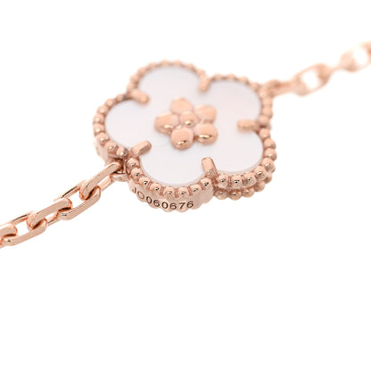 Van Cleef & Arpels 18K Rose Gold Carnelian Mother of Pearl Onyx 5 Motifs Lucky Spring Bracelet 4 of 5