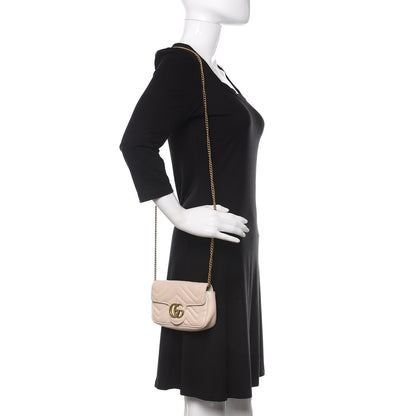 Gucci Calfskin Matelasse Super Mini GG Marmont Shoulder Bag White 2 of 19