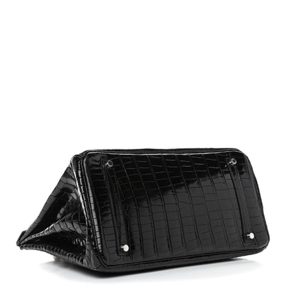 Hermes Shiny Porosus Crocodile Birkin 35 Black 3 of 7