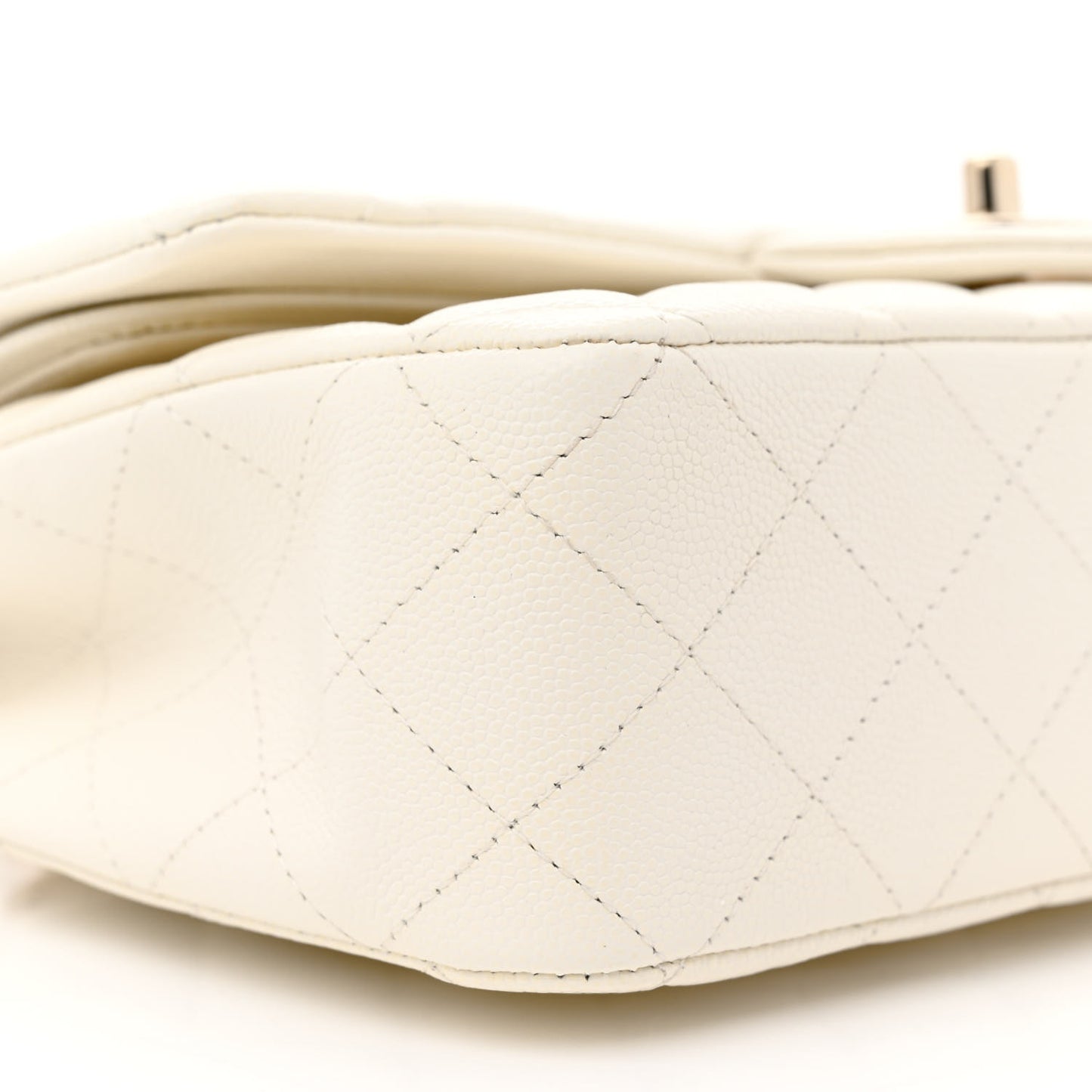 Caviar Quilted Medium Double Flap White