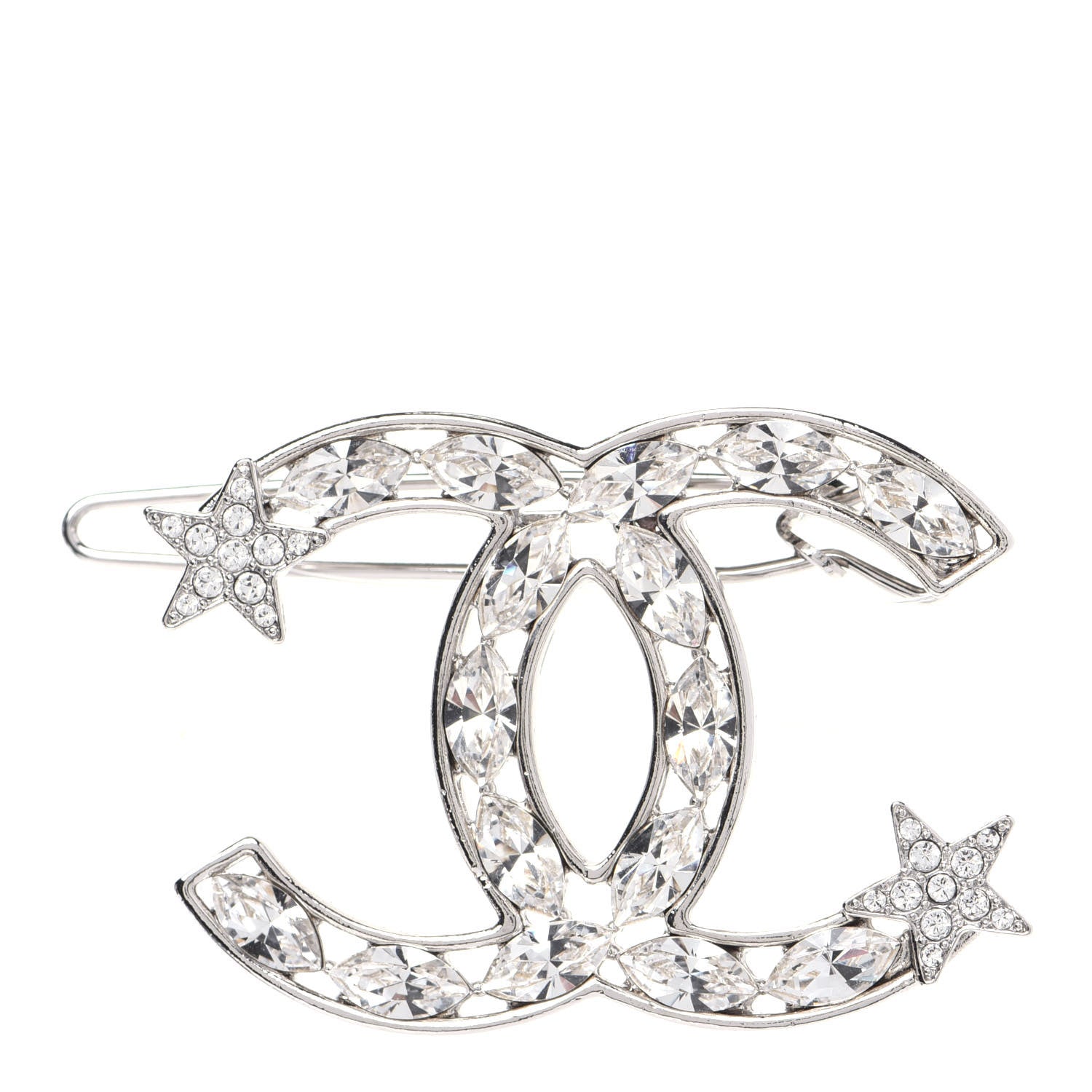Chanel Crystal Starfall CC Hair Clip Silver 1 of 5