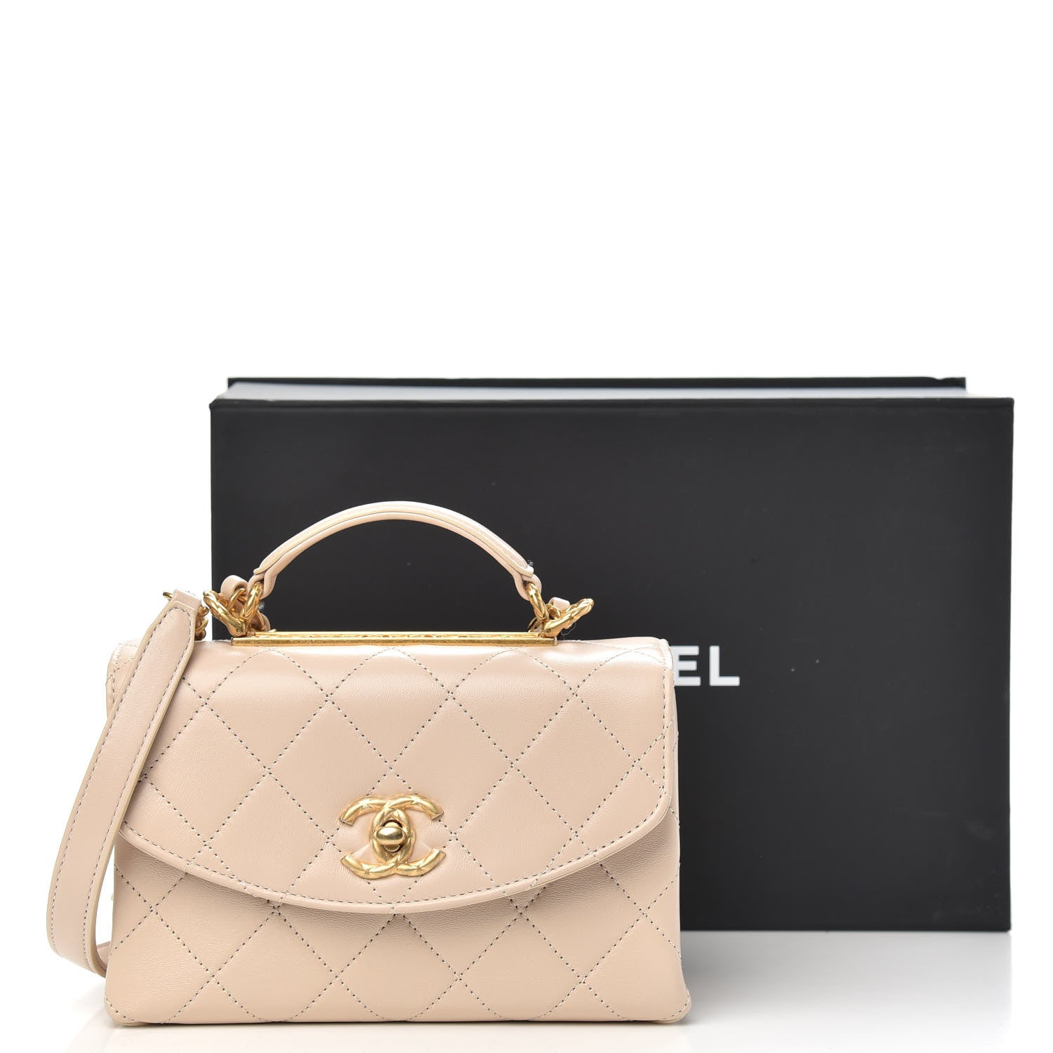 Chanel Lambskin Quilted Mini Trendy Spirit Top Handle Flap Beige 11 of 11