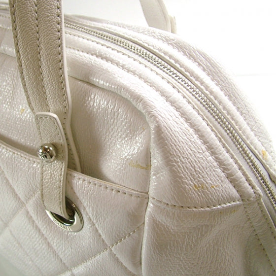 Chanel Leather Square Stitched Bowler White 7 of 10
