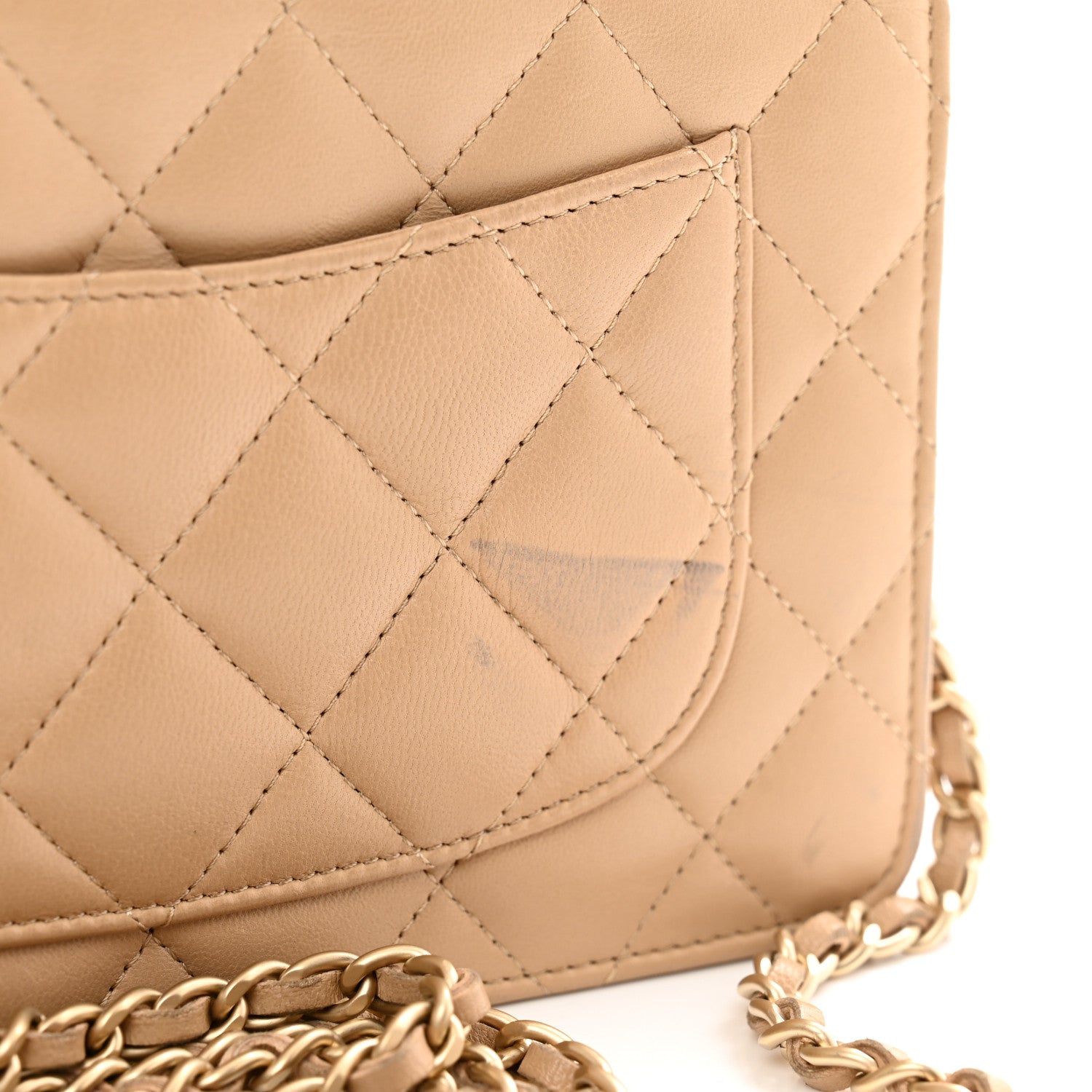 Chanel Lambskin Quilted Wallet On Chain WOC Beige 12 of 12