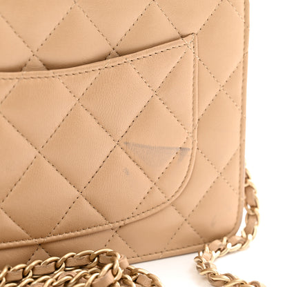 Chanel Lambskin Quilted Wallet On Chain WOC Beige 12 of 12