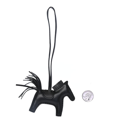 Hermes Milo Lambskin Grigri Rodeo Horse Bag Charm PM So Black 2 of 4