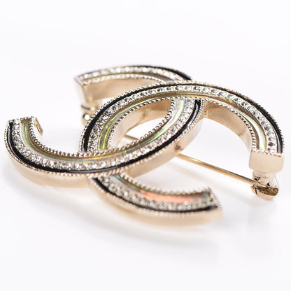Chanel Crystal Enamel CC Brooch Gold 5 of 6