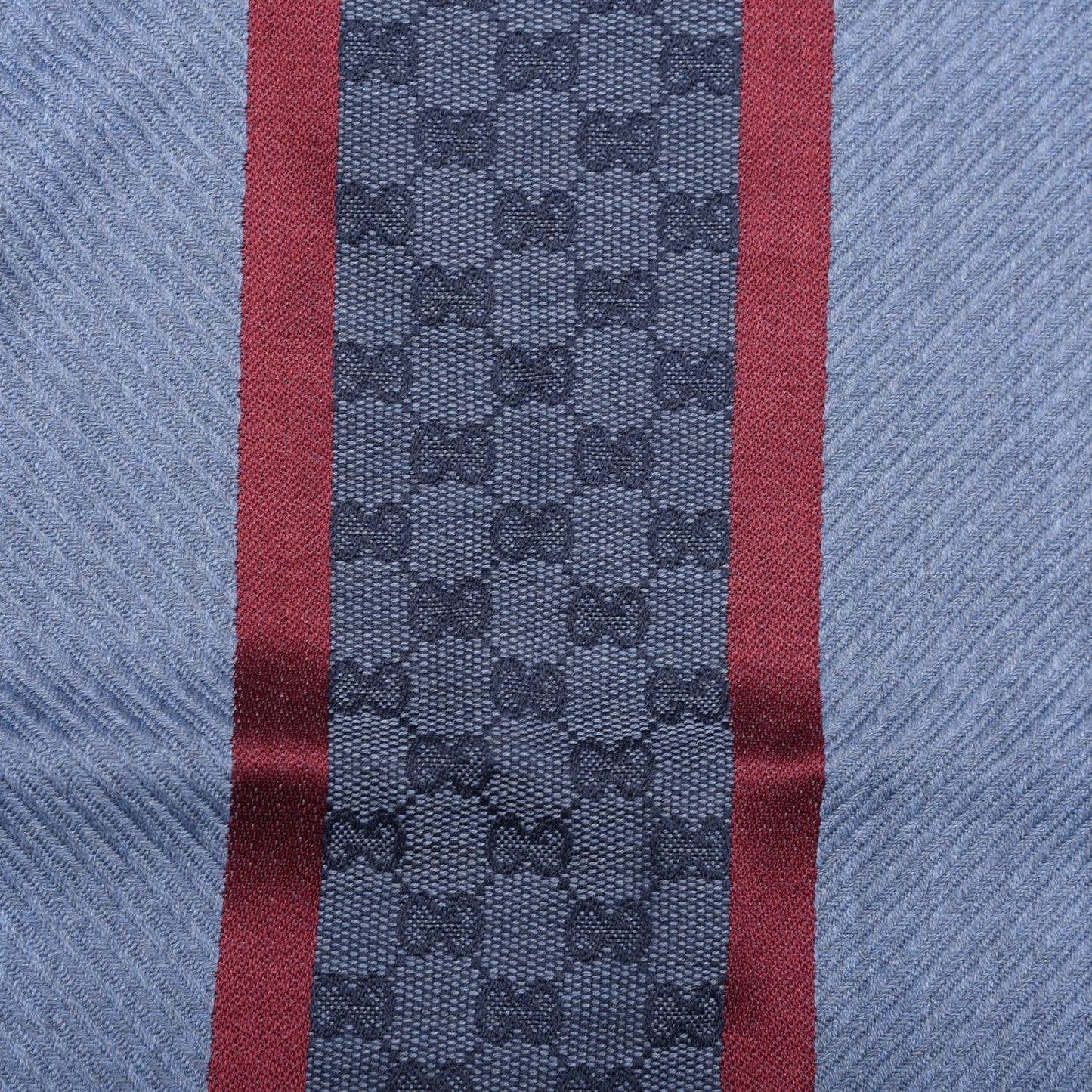 Wool Silk Jacquard Knit Monogram Web Champery Scarf Blue Red