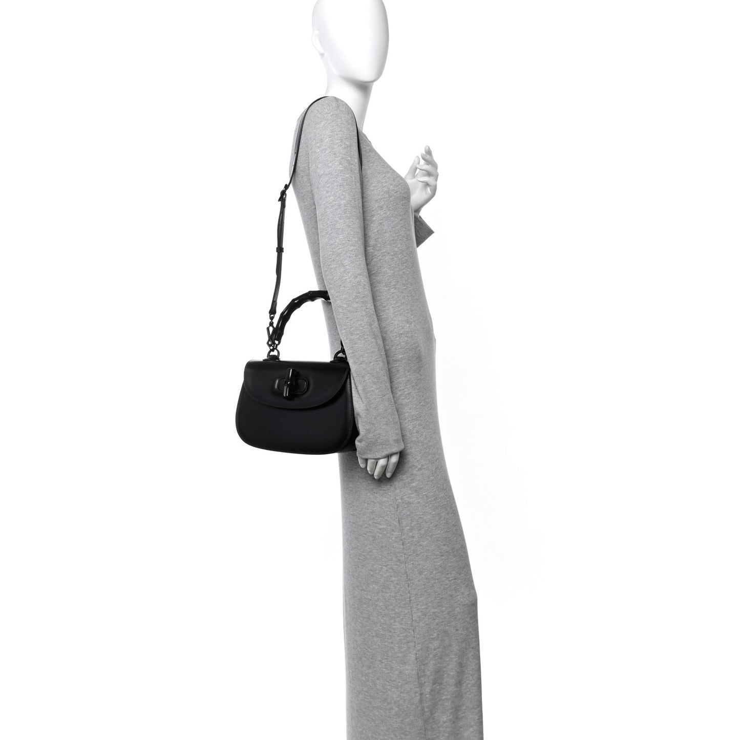 Boarded Dyana Lux Calfskin Web Monochrome Medium Bamboo 1947 Top Handle Bag Black