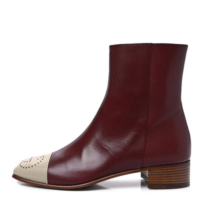 Gucci Goatskin Hills Logo Ankle Boots 37 Burgundy 1 of 8