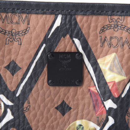 MCM Visetos Calfskin Motif Rombi Lion Printed Reversible Shopper Tote Cognac 10 of 10