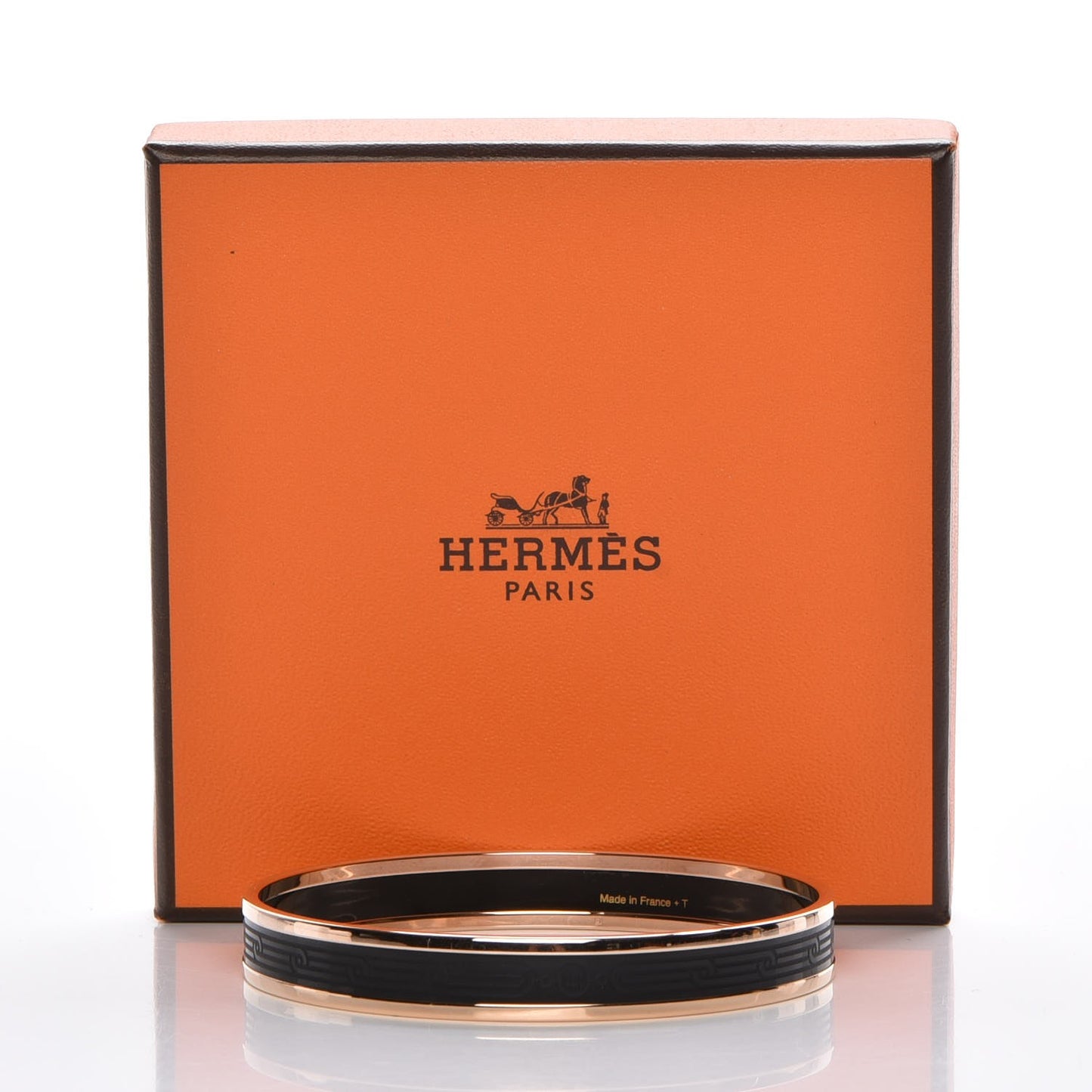 Enamel Printed Narrow Sellier Bracelet 65 Black