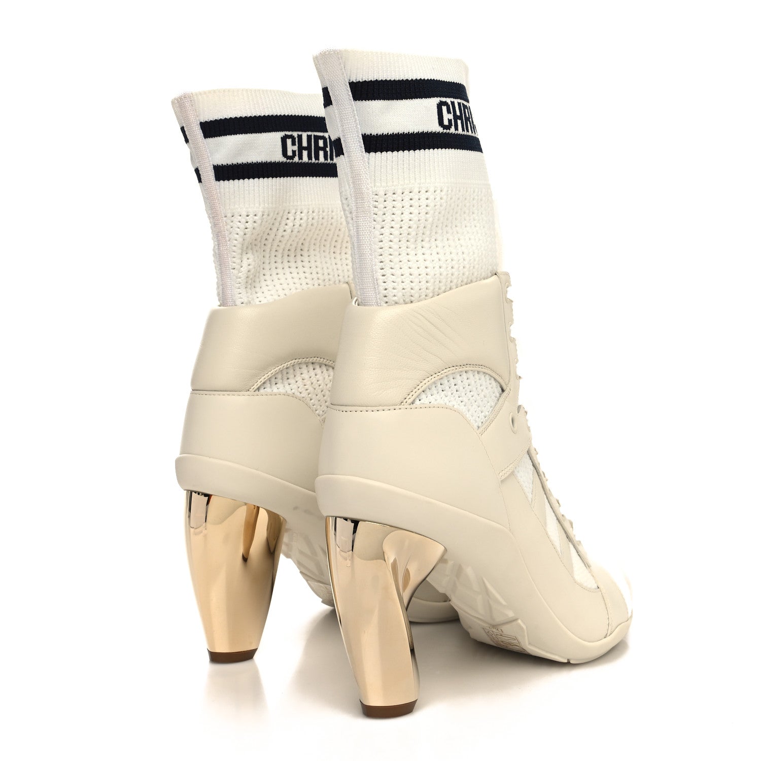 Christian Dior Calfskin Knit D-Zenith Boots 39 Off White 4 of 7