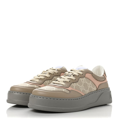 Gucci Calfskin GG Supreme Monogram Perforated Womens Platform 55mm Sneakers 39.5 Apricot Pink Beige Grey 3 of 9