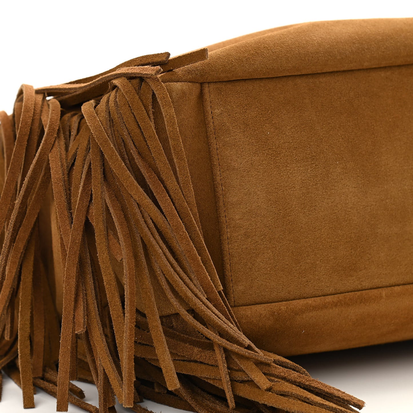 Suede Fringe Monogram Shopping Tote Light Ochre