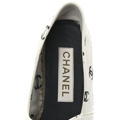 Chanel Lambskin Printed CC Espadrilles 38 White Black 7 of 8
