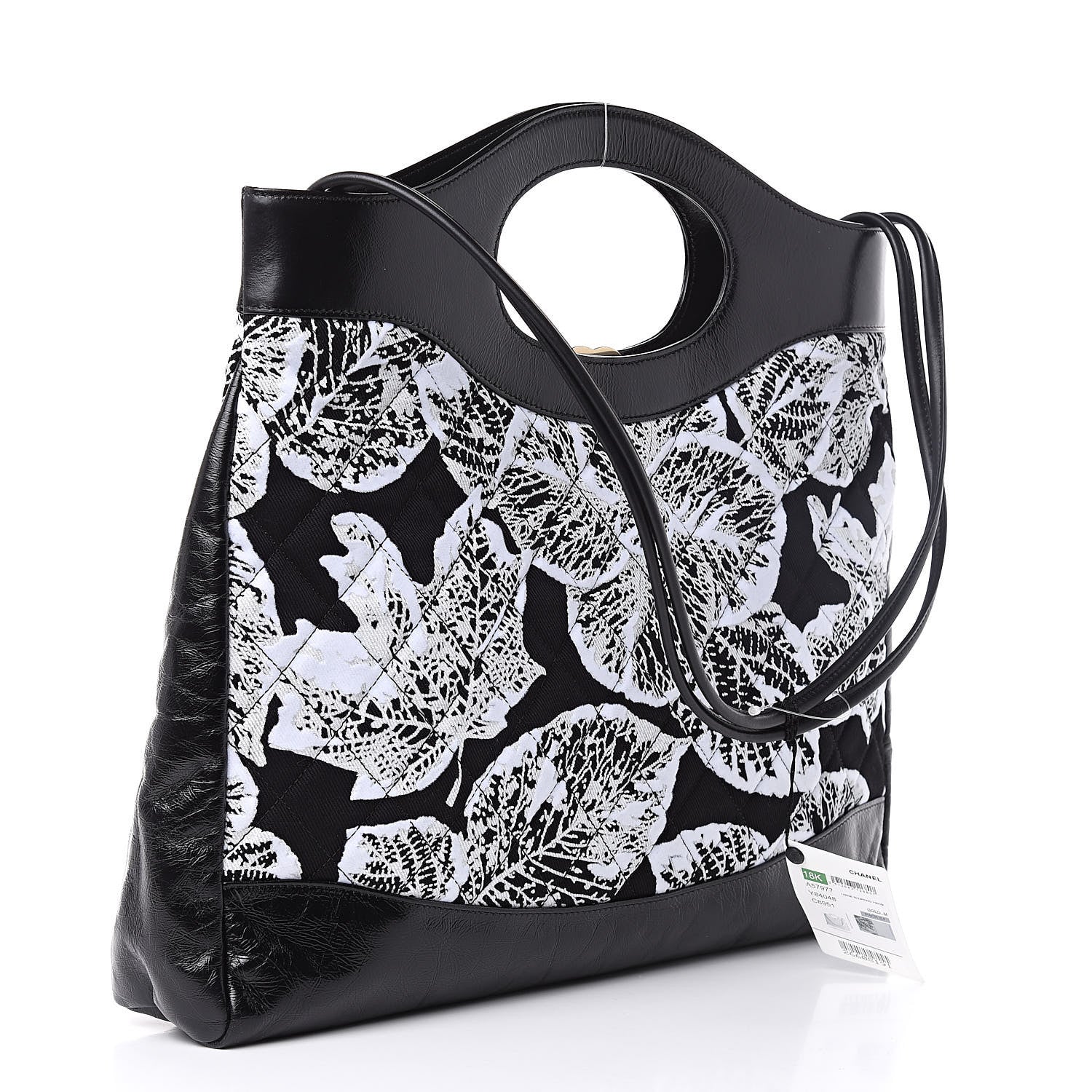 Chanel Patent Calfskin Canvas Printed Medium 31 Shopping Bag Black 3 of 10
