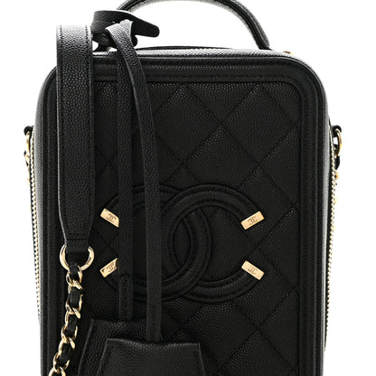 Chanel Caviar Quilted CC North South Filigree Vanity Case Black 8 of 10