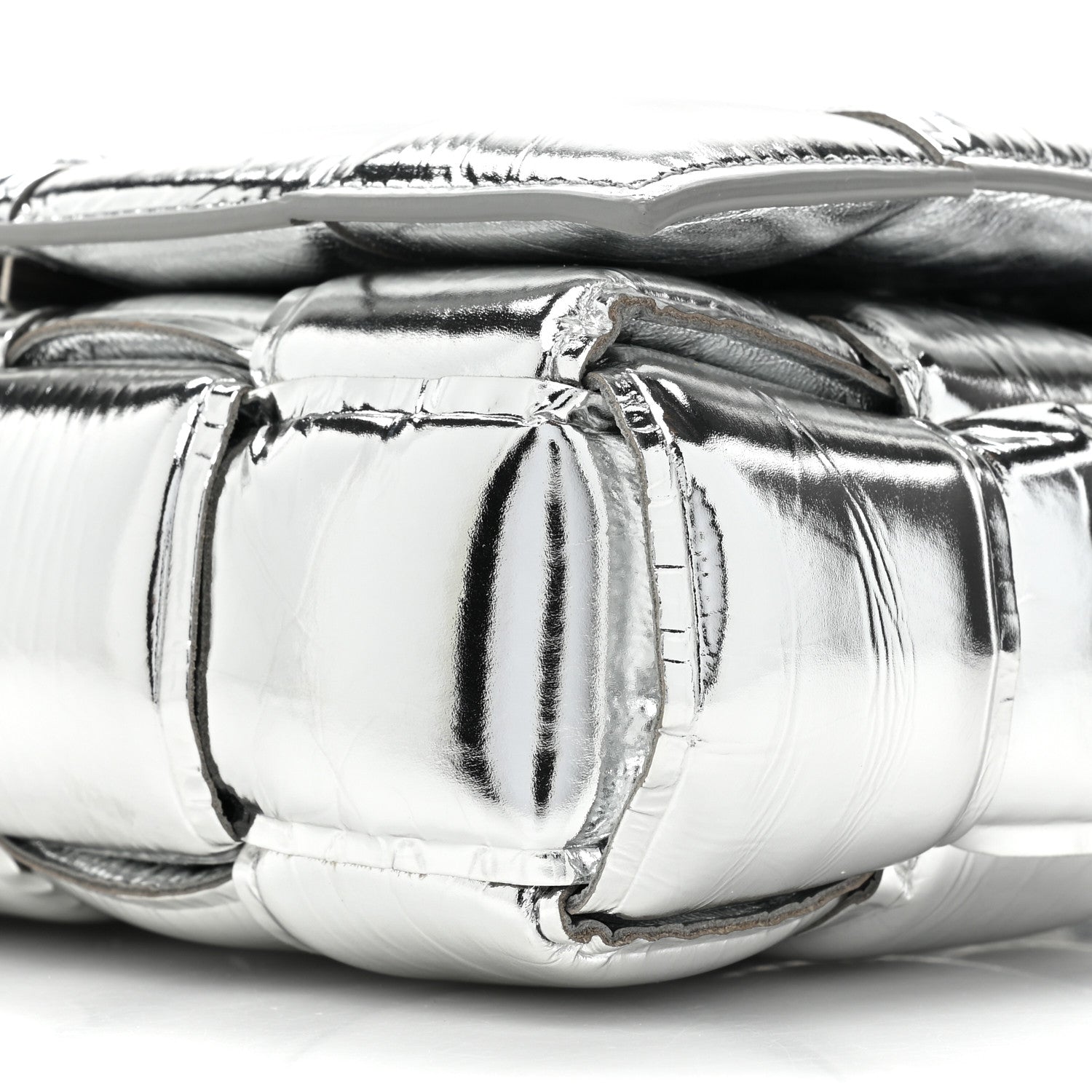 Bottega Veneta Metallic Lambskin Padded Cassette Crossbody Bag Silver 7 of 8
