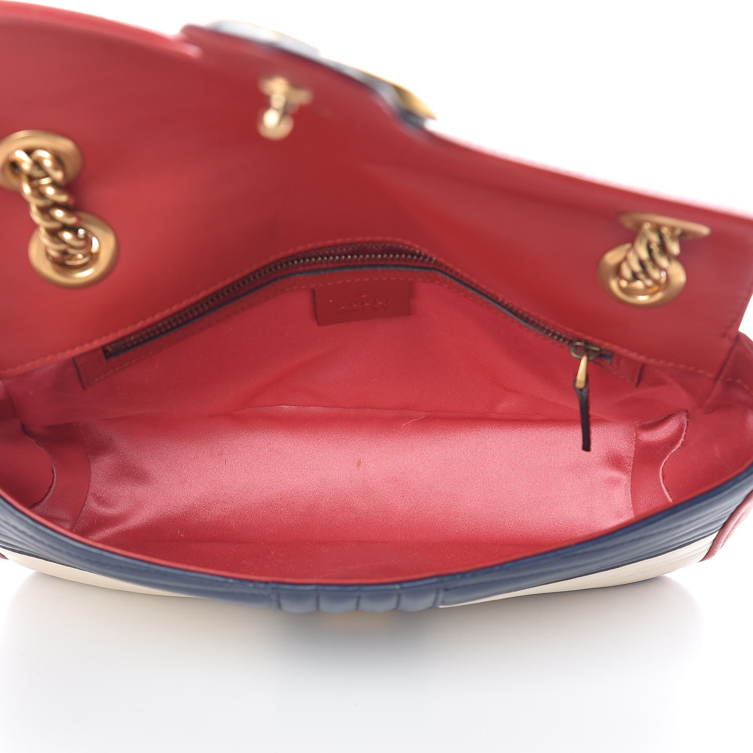 Gucci Calfskin Matelasse Tri-Color Small GG Marmont Shoulder Bag Red White Blue 5 of 12